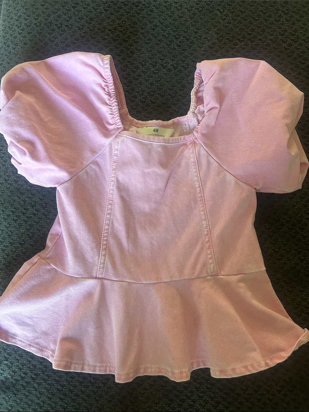 H&M Light Pink Puff-Sleeve Peplum Top